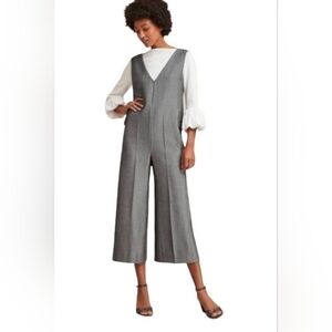 Anthropologie Cartonnier Oxford Herringbone Jumpsuit Wide Leg Cropped Size S..